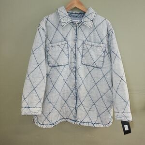 NWT Marc New York Quilted Acid Wash Denim Shacket Oversized Utility Chore Jacket